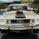 1968 White Ford Mustang GT Cobra Jet front hood view GTD