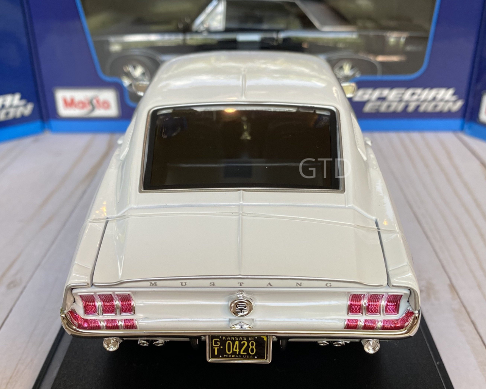 1968 White Ford Mustang GT Cobra Jet back top angled view GTD