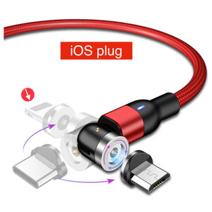 iOS iPhone Magnetic 540 degree Rotating Rotational Charger Cable Red