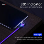Type C Samsung Android Magnetic 540 degree Rotating Rotational Charger Cable Purple LED night light indicator