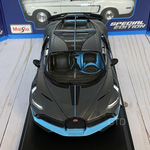 Bugatti Divo Matte Black, Blue Trim Maisto 1:18 Scale Diecast Collectible Model Car Special Edition