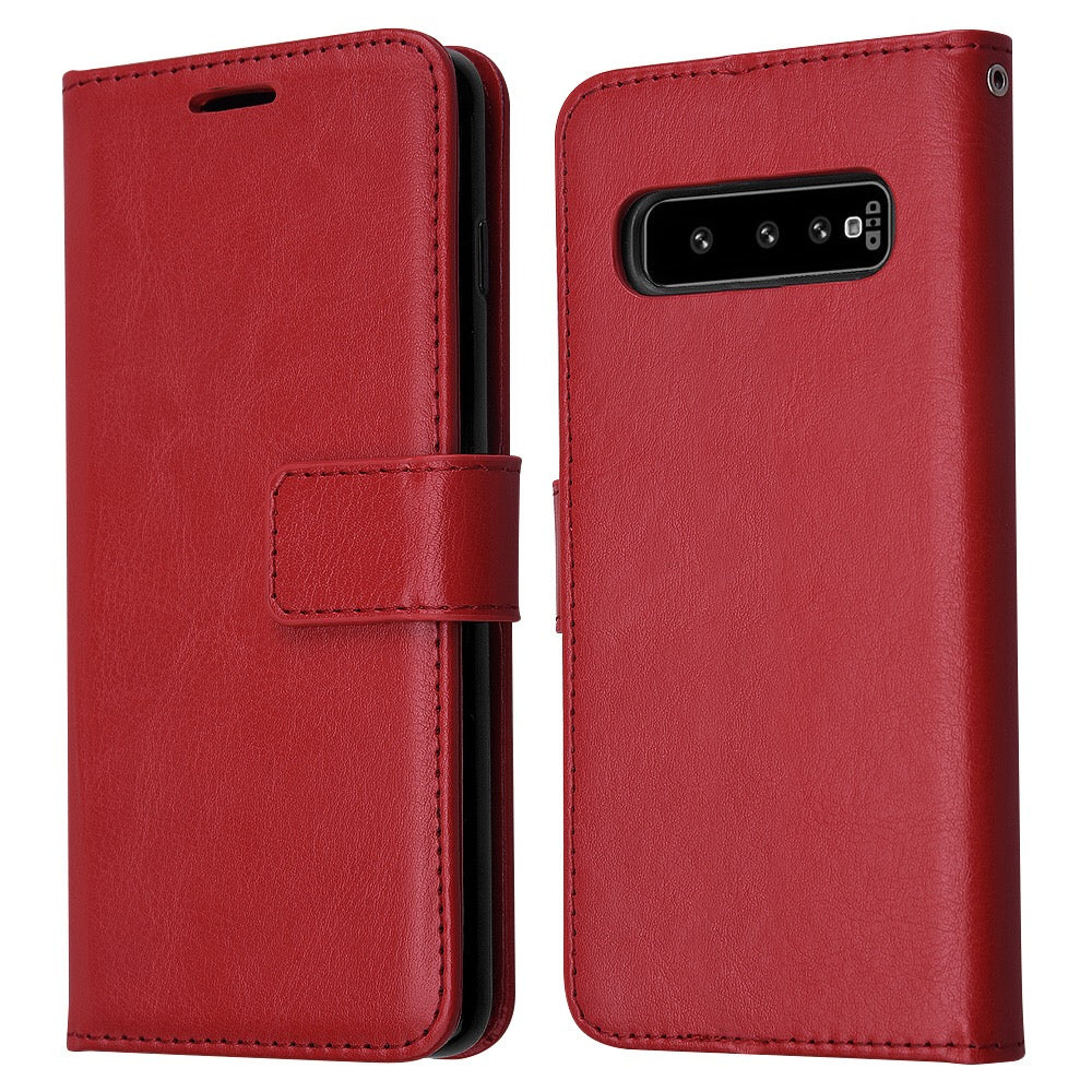 Samsung Vegan Leather Detachable Magnetic Wallet Phone Case Red