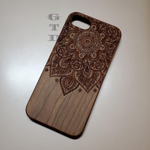 iphone wooden phone case MANDALA engraving