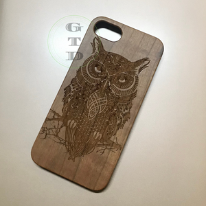 iphone wooden phone case OWL engraving