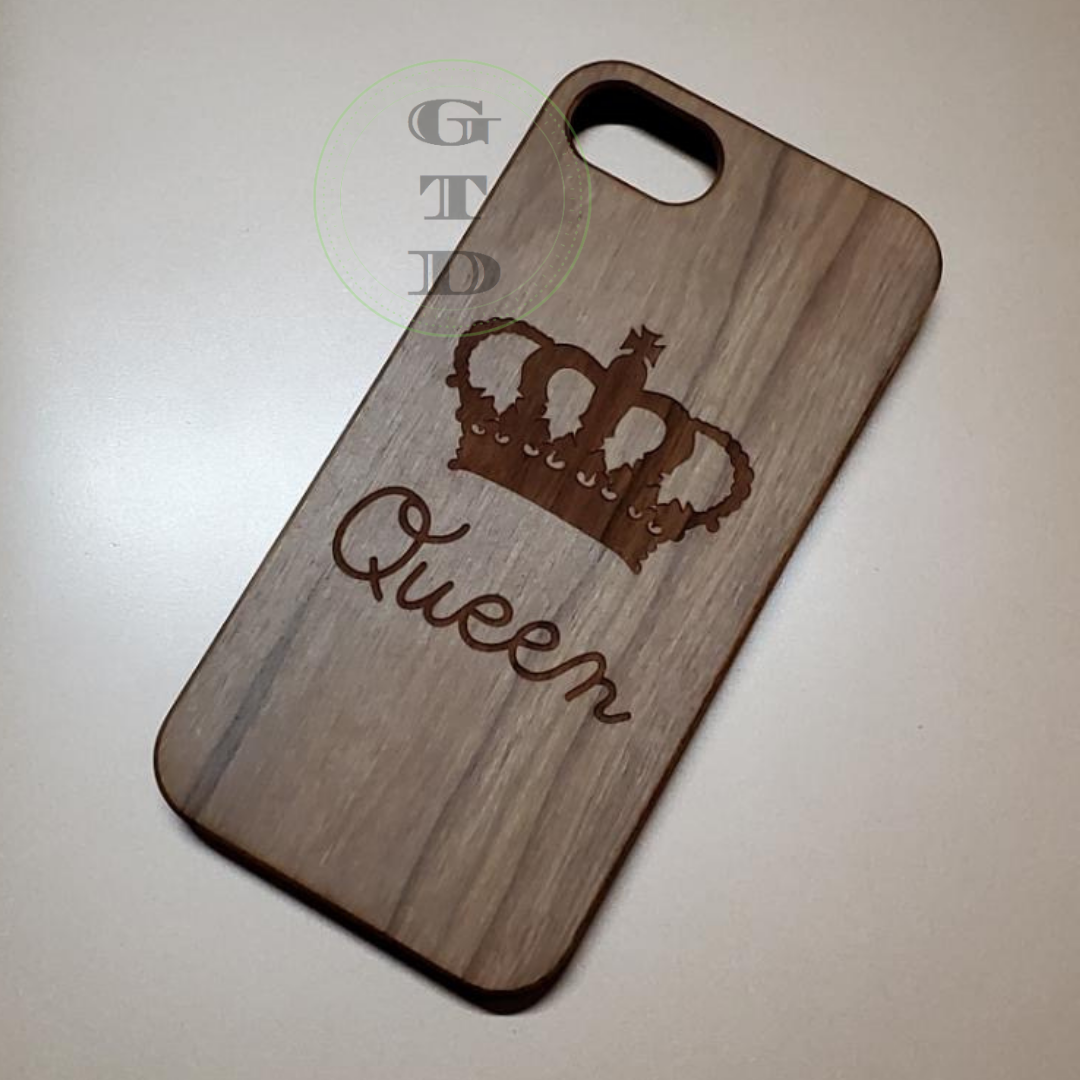 iphone wooden phone case QUEEN engraving