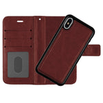 iPhone Vegan Leather Detachable Magnetic Wallet Phone Case Brown