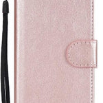 iPhone Pleather Vegan Leather Wallet Phone Case Rose Gold Pink