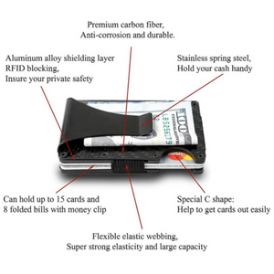 Real Carbon Fiber Anti-Theft Proficient Slim Card Holder Money Bill Cl